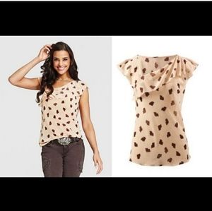 🦄SALE🦄Cabi sheer brown/tan leaf print top sz M